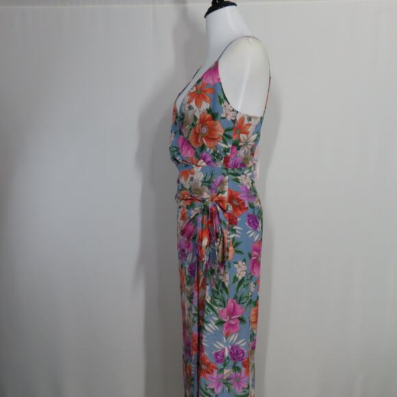 YUMI KIM Floral Oahu Chambray Bond Street V-neck Asymmetrical Hem Dress Small - Picture 4 of 10